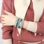 GelConnie Feather Leather Cuff Bracelet Magnetic Multi Strand Bracelet Wrap Bracelet Bohemian Jewelry Gifts for Women, Wife, Sister