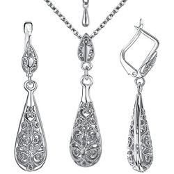 Yoursfs 18KGP Necklace Dangle Earrings Vintage Jewelry Set