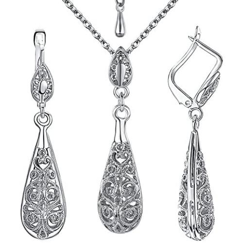 Yoursfs 18KGP Necklace Dangle Earrings Vintage Jewelry Set