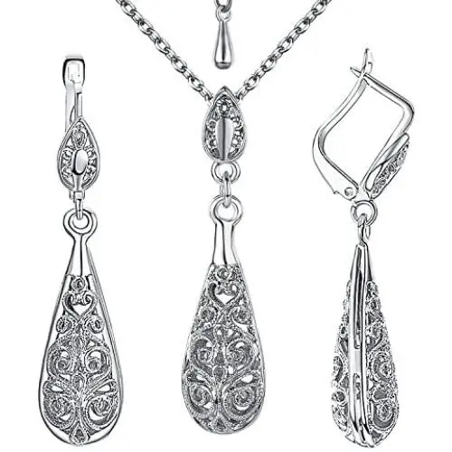 Yoursfs 18KGP Necklace Dangle Earrings Vintage Jewelry Set
