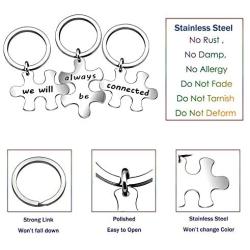 lauhonmin 3pcs Best Friends Brothers Sisters Gifts Key Chain Set Friendship Long Distance Gifts - We Will Always be Connected Keychain