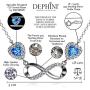 DEPHINI Infinity Necklace 925 Sterling Silver Aqua CZ Crystal Pendant Fine Jewelry Love 18 inch Rhodium Plated Silver Chain A White Cubic Zirconia