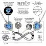 DEPHINI Infinity Necklace 925 Sterling Silver Aqua CZ Crystal Pendant Fine Jewelry Love 18 inch Rhodium Plated Silver Chain A White Cubic Zirconia