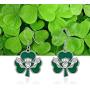 Sterling Silver Heart ST Patricks Day Shamrock Earrings Necklace Dangle Stud Hypoallergenic Cute Mardi Gras Valentines Carnival Prom Dainty Love Ruby Emerald