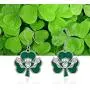 Sterling Silver Heart ST Patricks Day Shamrock Earrings Necklace Dangle Stud Hypoallergenic Cute Mardi Gras Valentines Carnival Prom Dainty Love Ruby Emerald
