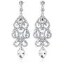 Big Vintage Diamond Mounted Silver Flower Teardrop Stunning Dangle Drop Chandelier Earrings for Women Girls