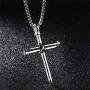 3PCS Fashion Jewelry Polished Stainless Steel Nail Cross Pendant-Chain Necklace Christian Jewelry Church Baptism Gift Cross Pendant Necklaces for Men Women (Gold Silver Black)