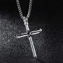 3PCS Fashion Jewelry Polished Stainless Steel Nail Cross Pendant-Chain Necklace Christian Jewelry Church Baptism Gift Cross Pendant Necklaces for Men Women (Gold Silver Black)