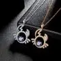 Hipunk Constellation Necklace Iced Out 18k Gold Plated 12 Zodiac Sign Pendant Horoscope Astrology Star Birthday Jewelry SP0068
