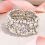 EVER FAITH Austrian Crystal Simulated Pearl Bridal Flower Stretch Bracelet Clear Silver-Tone EVER FAITH Austrian Crystal Simulated Pearl Bridal Flower Stretch Bracelet Clear Silver-Tone