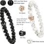 LOLIAS 4Pcs Couple Necklace Bracelets Matching Set for Women Men Love Heart Pendant Necklace Bead His & Hers Bracelets Couple Valentine Gifts Jewelry Set