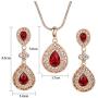 Yoursfs Garnet Red Gold Jewelry Sets for Women 18K Gold Plated Ruby Necklace Earrings Vintage Cz Crystal Jewelry Set