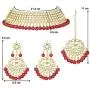 Aheli Wedding Wear Kundan Beaded Choker Necklace Set with Maang Tikka Indian Jewelry for Women Girls