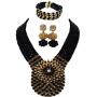 aczuv Womens Fashion Beaded Crystal Nigerian Bridal Wedding Party Necklace African Beads Jewelry Set
