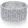 JEWMAY Yumei Jewelry 8 Strand Rhinestone Stretch Bracelet Silver-tone Sparking Tennis Bracelet JEWMAY Yumei Jewelry 8 Strand Rhinestone Stretch Bracelet Silver-tone Sparking Tennis Bracelet