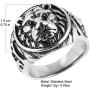 HZMAN Mens Vintage Stainless Steel Ring Lion Head Shield Biker Gold / Silver / Black