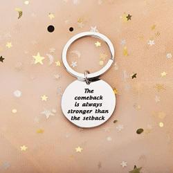 BAUNA Sobriety Keychain Addiction Recovery Jewelry The Comeback is Always Stronger Than The Setback Key Ring Inspirational Quote Empower Gifts