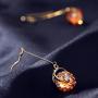 Neoglory Jewelry Made with Swarovski Element Yellow Crystal Long Fish Hook Drop Earrings for Woman