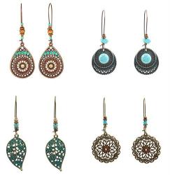 Minagoo Boho Dangle Earrings for Women Flower Bohemian Drop Jewelry