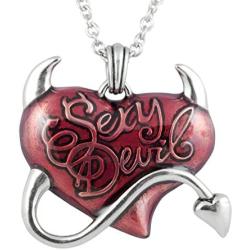 Controse Sexy Devil Heart Necklace Red and Silver Tone 28''