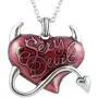 Controse Sexy Devil Heart Necklace Red and Silver Tone 28'' Controse Sexy Devil Heart Necklace Red and Silver Tone 28''