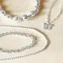 KIERA VENEZIA Sterling Silver Double Strand Necklace with Hollow Butterfly Pendant KIERA VENEZIA Sterling Silver Double Strand Necklace with Hollow Butterfly Pendant