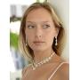 Mariell Silver 2 Row Rhinestone Crystal Necklace and Earrings Set - Prom, Brides and Bridesmaids Jewelry