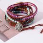 YGLINE Natural Stone Bracelet 5 Wraps Bracelet Handmade Blue Color Boho Bracelet for Women Bracelet