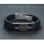 PJ Jewelry to My Son Love Dad Love Mom Courage Inspirational Bracelet Stainless Steel Silicone Adjustable Wristband