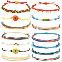 Stirng Bracelets for Women,Handmade Waterproof Bracelets for Teen Girls,Adjustable Boho Ankle Bracelets Set Braided String Hawaii Anklets Jewelry Gifts