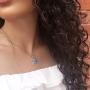 FANCIME Hanukkah Gifts Sterling Silver Created Blue Opal Star Necklace/Dangle Earrings/Bracelet Charm Danity Fine Jewelry for Women