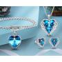 CDE Angel Wing Jewelry Set 4 Pieces Heart Pendant Necklace Stud Earrings and Bracelets Christmas Jewelry Gifts for Women