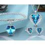 CDE Angel Wing Jewelry Set 4 Pieces Heart Pendant Necklace Stud Earrings and Bracelets Christmas Jewelry Gifts for Women CDE Angel Wing Jewelry Set 4 Pieces Heart Pendant Necklace Stud Earrings and Bracelets Christmas Jewelry Gifts for Women