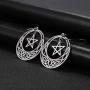 LIKGREAT Stainless Steel Dangling Pentacle Triquetra Pendant Necklace Vintage Retro Powerful Amulet Round Circle Jewelry for Women Girls