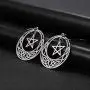 LIKGREAT Stainless Steel Dangling Pentacle Triquetra Pendant Necklace Vintage Retro Powerful Amulet Round Circle Jewelry for Women Girls