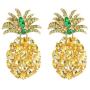Crystal Colorful Fruit Cherry Drop Earrings Tropical Lemon Pineapple Orange Gold Plated Rhinestone Dangle Earring Boho Summer Statement Holiday Party Wedding Jewelry for Women Girl