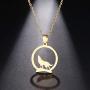 HAQUIL Fashion Jewelry 18k Gold Plated Stainless Steel Dainty Howling Wolf Pendant Chain Necklace for Women and Girls, 17.7''