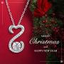 APOTIE 925 Sterling Silver Open Heart Necklace - Birthstone CZ Pendant Jewelry Gift for Mom Girls Women