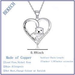 BEKECH Otter Necklace Otter Lovers Gifts Just A Girl Who Lovers Otters Sea Animal Heart Pendant Jewelry Gift for Women Girls Friends Family Otter Girls Gift