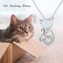 TRISHULA Moonstone/Opal Cat Pendant Necklace for Cat Lover, S925 Sterling Silver Cute Animal Cat Crescent Moon Charm Necklace for Women Girls 18+2 (Gift Box Included)