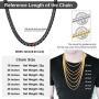 ChainsPro 3/4/6/9/12mm Box/Cuban Link Chain Necklace,14/18/22/24/26/28/30 inch, 316L Stainless Steel/18K Gold Plated/Black -Send Gift Box