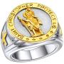 FaithHeart Saint Michael Ring, Saint Christopher Rings Catholic Medal Great Protector Archangel Defeating Satan Figurine Stainless Steel Amulet Rings for Men -Send Delicate Box