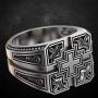 PikaLF Cross Ring for Men, Christian Religious Ring, Vintage Carved Band Rings, Retro Cross Totem Ring, Gothic Cross Amulet Ring, Punk Cross Signet Ring, Baptism Christian Jewelry Unique Gifts