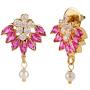 Efulgenz Indian Bollywood 14 K Gold Plated Cubic Zirconia Faux Ruby Pearl Choker Necklace Earring Bridal Jewelry Set