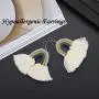 Boho Cotton Tassel Earrings for Women Girls Pearl Drop Earrings Vintage Handmade Green Fringe Dangle Earrings