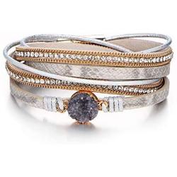 Multi-Layer Wrap Leather Bracelet Handmade Braided - with Magnetic Clasp Cuff Bangle Bracelet Jewelry for Women, Girl Gift