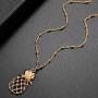 Lux Accessories Gold Tone Cutout Tropical Fruit Pineapple Pendant Necklace