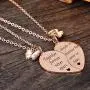 MJartoria BFF Necklace for 2-Split Valentine Heart Necklace TOGETHER FOREVER NEVER APART Best Friends Pendant Friendship Necklace Set of 2 Gifts for Her