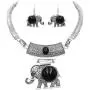 Rosemarie Collections Women’s Lucky Elephant Circular Natural Howlite Statement Necklace Earrings Set, 10''-13'' with 3'' Extension Rosemarie Collections Women’s Lucky Elephant Circular Natural Howlite Statement Necklace Earrings Set, 10''-13'' with 3'' Extension
