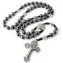 HanlinCC 8mm Hematite Rosary Black Stone Beads with 4mm Stainless Steel Beads and St.Benedict Metal Beads Rosary Necklace with Medal & Cross for Men and Womens HanlinCC 8mm Hematite Rosary Black Stone Beads with 4mm Stainless Steel Beads and St.Benedict Metal Beads Rosary Necklace with Medal & Cross for Men and Womens